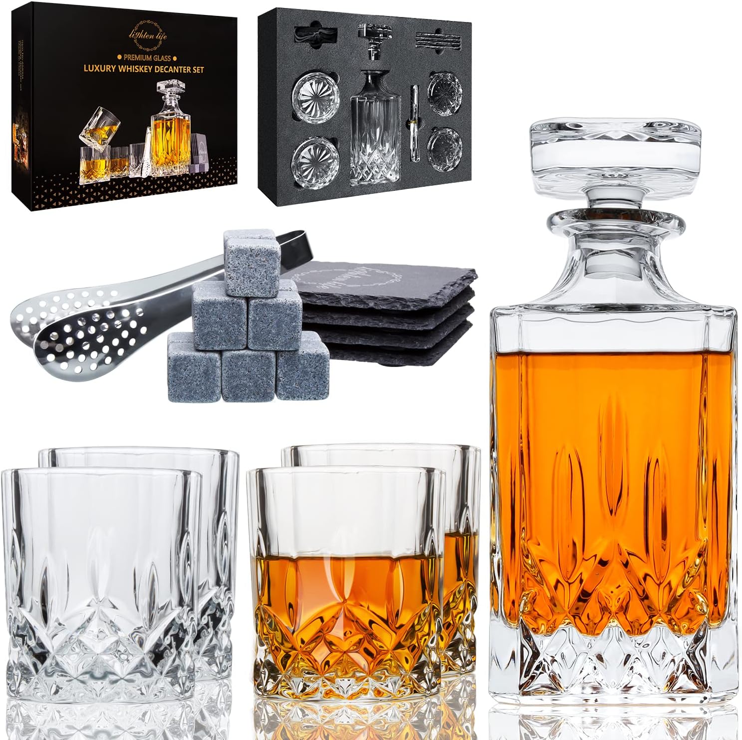 LIGHTEN LIFE Whiskey Decanter Set Review Reviewing Decanters