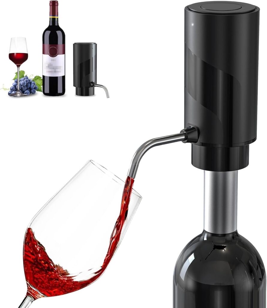 2023 New Wine aerator Electric Wine Decanter Automatic Wine Aerator, One Touch Wine Dispenser Wine pourer with USB Rechargeable,Wine Lover Gifts for womenMen(Black-ABS)