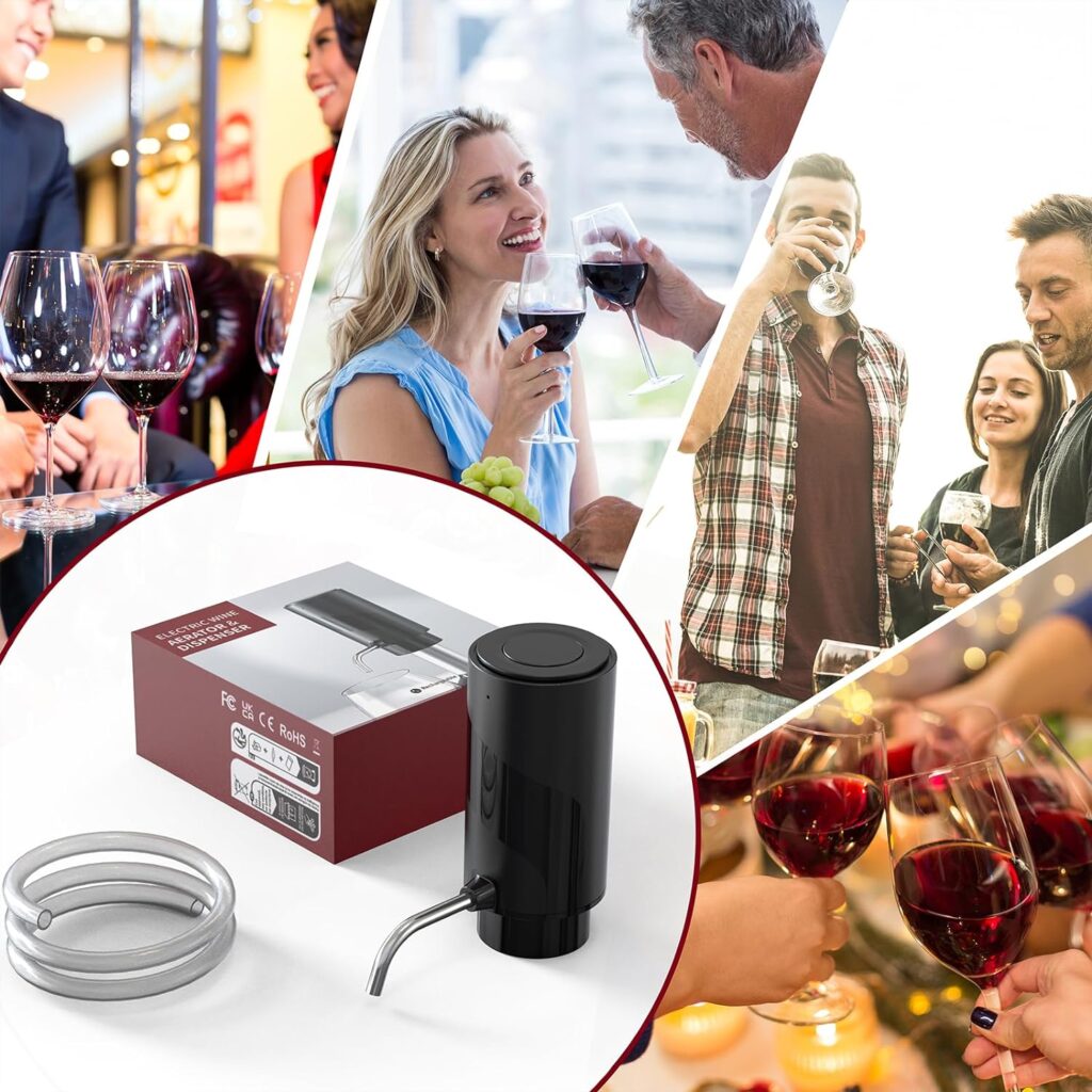 2023 New Wine aerator Electric Wine Decanter Automatic Wine Aerator, One Touch Wine Dispenser Wine pourer with USB Rechargeable,Wine Lover Gifts for womenMen(Black-ABS)