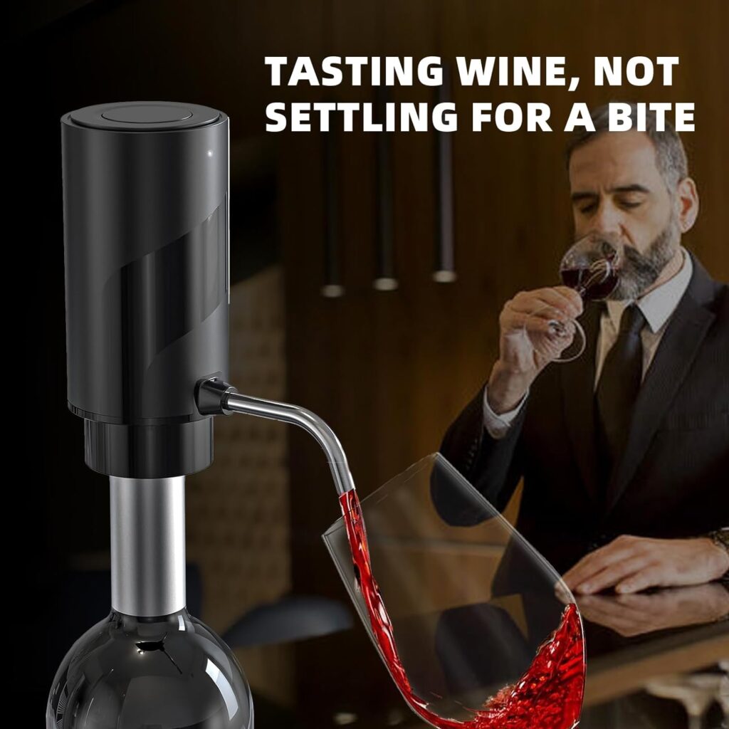 2023 New Wine aerator Electric Wine Decanter Automatic Wine Aerator, One Touch Wine Dispenser Wine pourer with USB Rechargeable,Wine Lover Gifts for womenMen(Black-ABS)