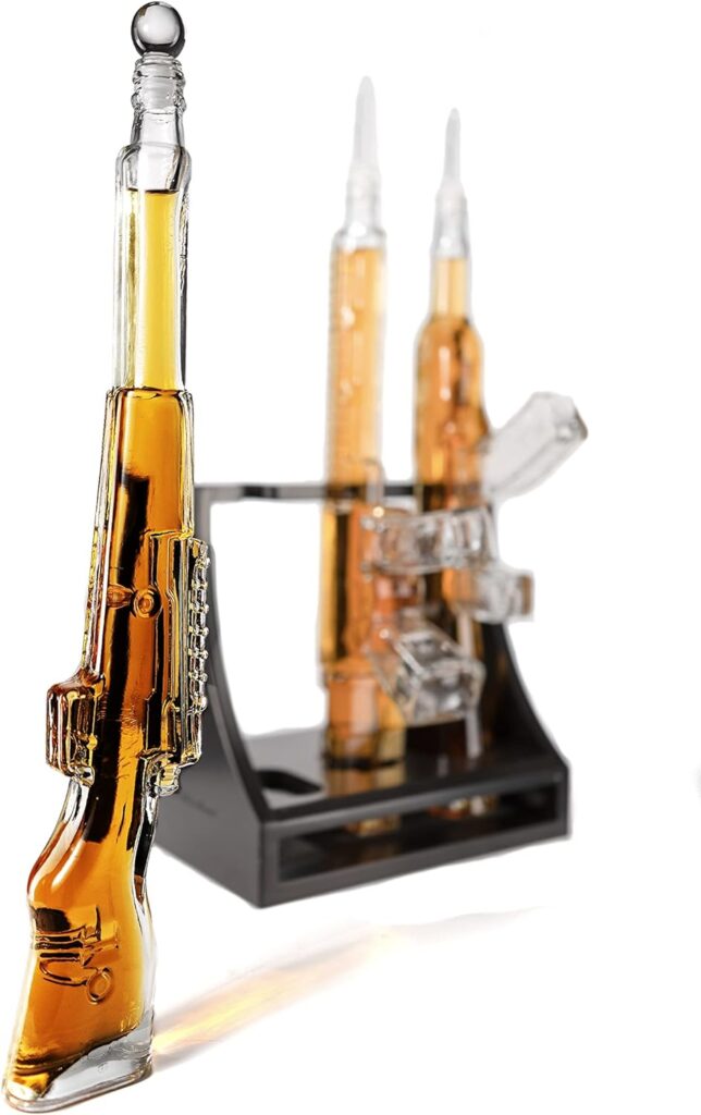 3 Gun Whiskey Decanters Set AR15, AK47,  Rifle Gun Decanter 1000ml by The Wine Savant - Veteran Gifts, Home Bar, Gun Lover Gifts, Tik Tok Gun Decanter, Military Gifts