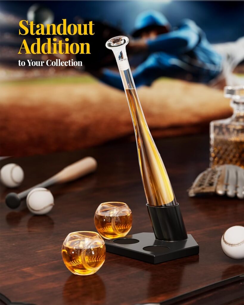 Christmas Gifts for Men, Kollea Whiskey Decanter Sets for Men, 20Oz Baseball Bat Decanter Set with 2 Glasses, Unique Birthday Gift for Men Him Brother Guys Boyfriend Coach, for Liquor Tequila Bourbon