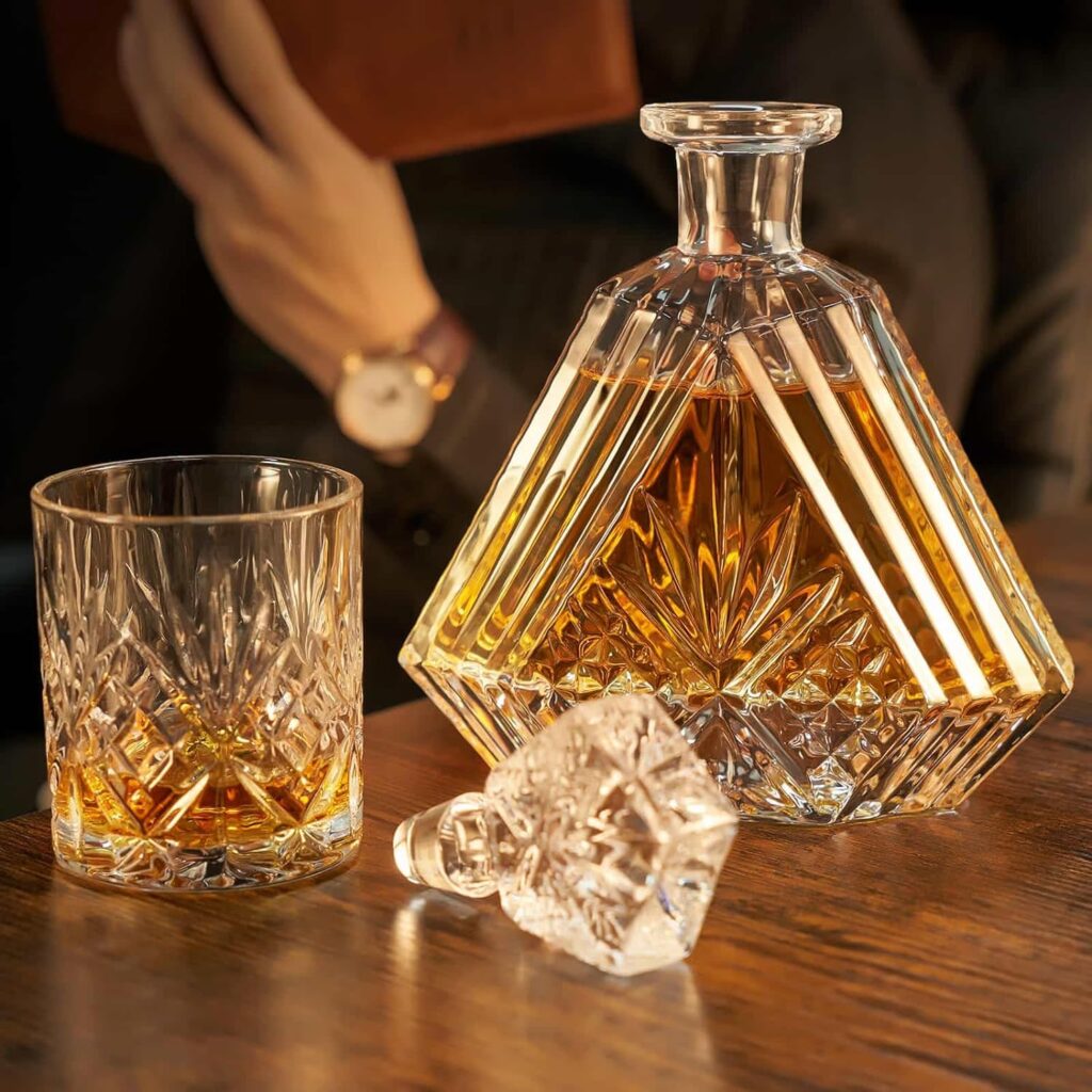 DEPAD Whiskey Decanter Sets for Men, Gifts for Dad Husband Him Boss, Crystal Liquor Decanter Set with Glasses