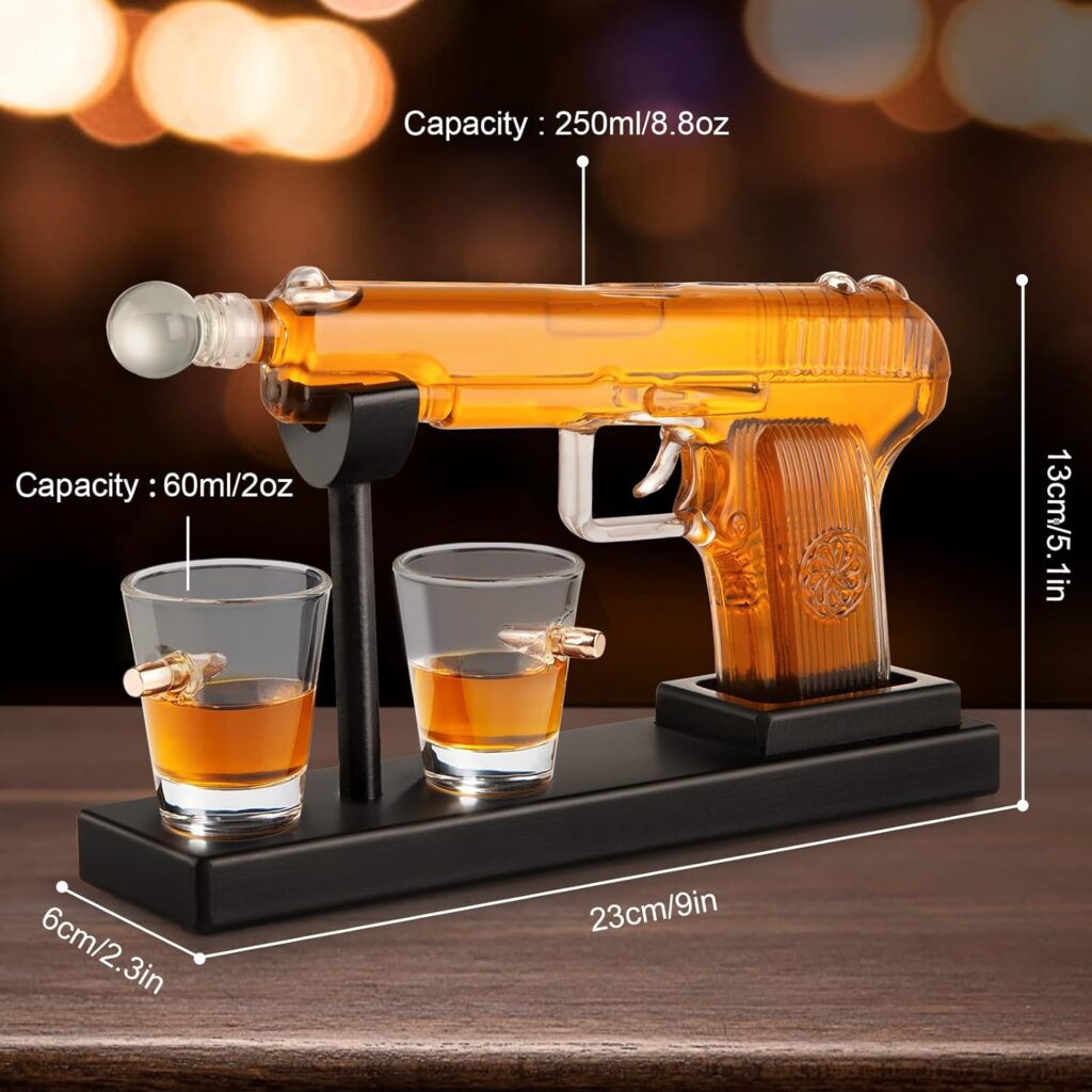 Gifts for Men Dad, Jolitac Whiskey Decanter Set 8.8 Oz with Two 2 Oz Glasses Unique Dad Christmas Birthday Gift Ideas Wedding Gift for Him Boyfriend Husband Liquor Dispenser for Bar Drinking Party