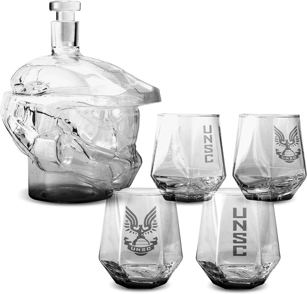 Halo Infinite Master Chief Helmet 6-Piece Whiskey Decanter Set with Glasses