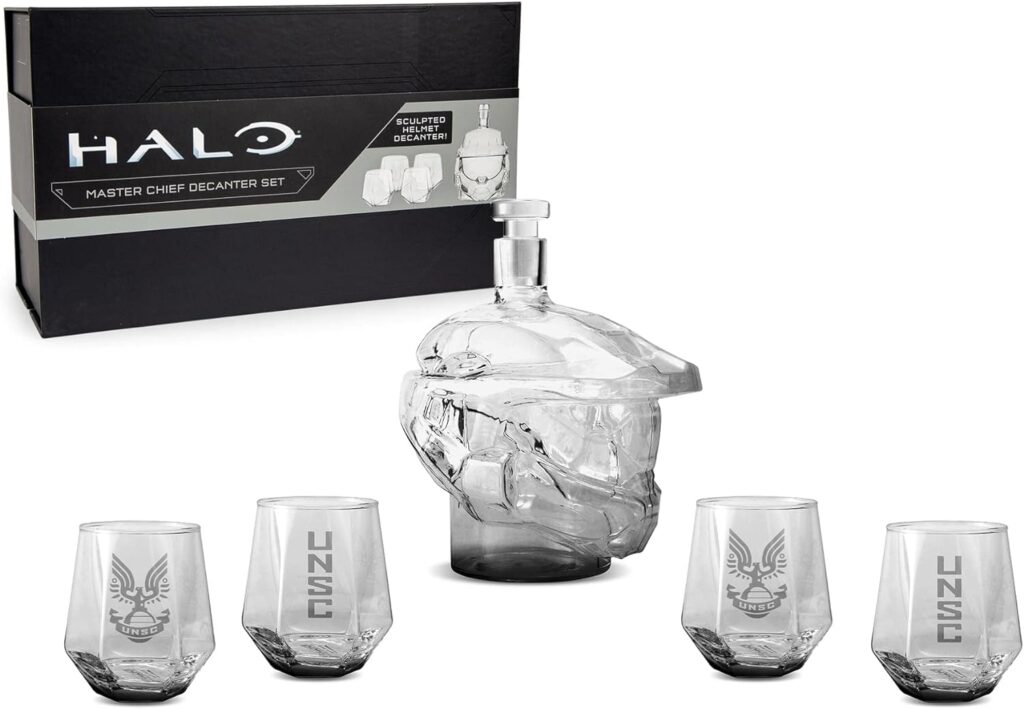 Halo Infinite Master Chief Helmet 6-Piece Whiskey Decanter Set with Glasses