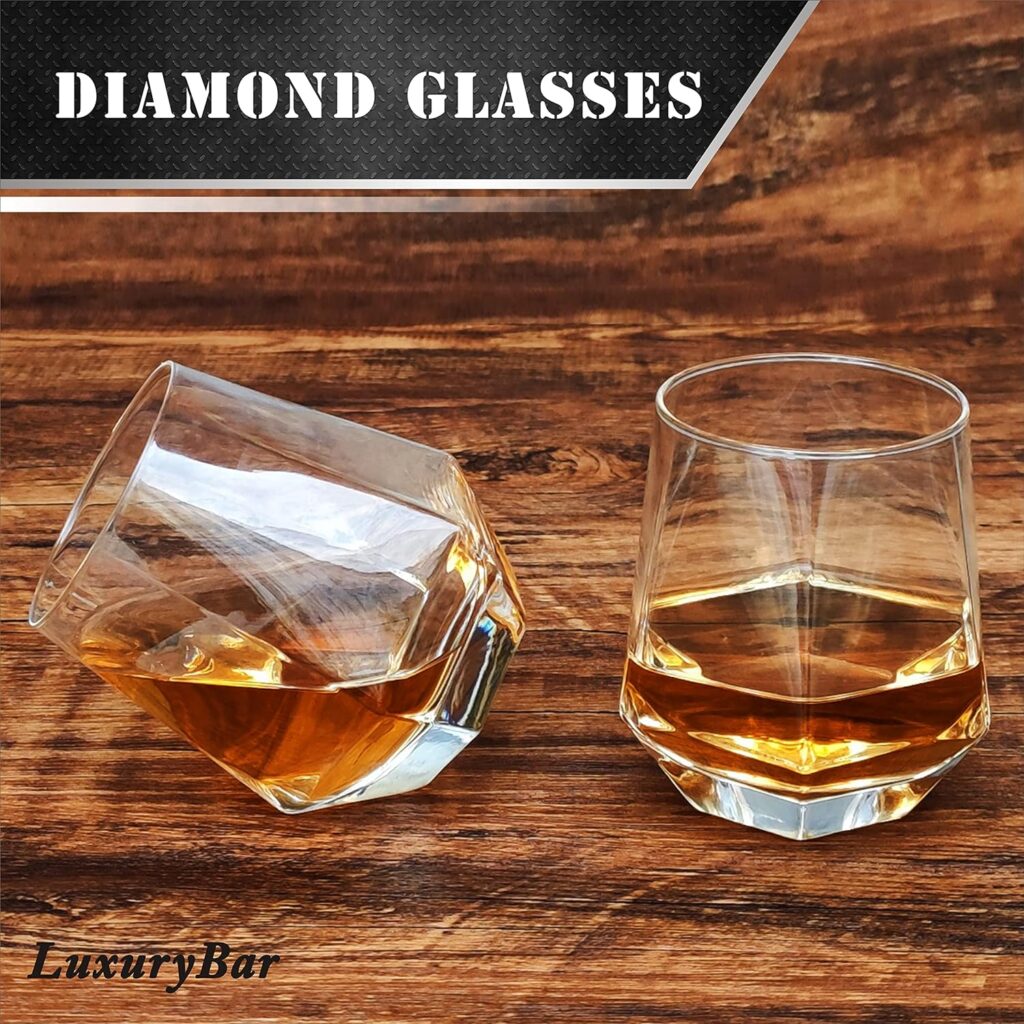 LuxuryBar Whiskey Decanter Set with Glasses 4ChillBall,Tequila Bourbon Decanter Whiskey Gifts for Men Dad,Liquor Decanter Dispenser Whiskey Set,Vodka Crystal Decanters for Alcohol,Whisky Decanters Men