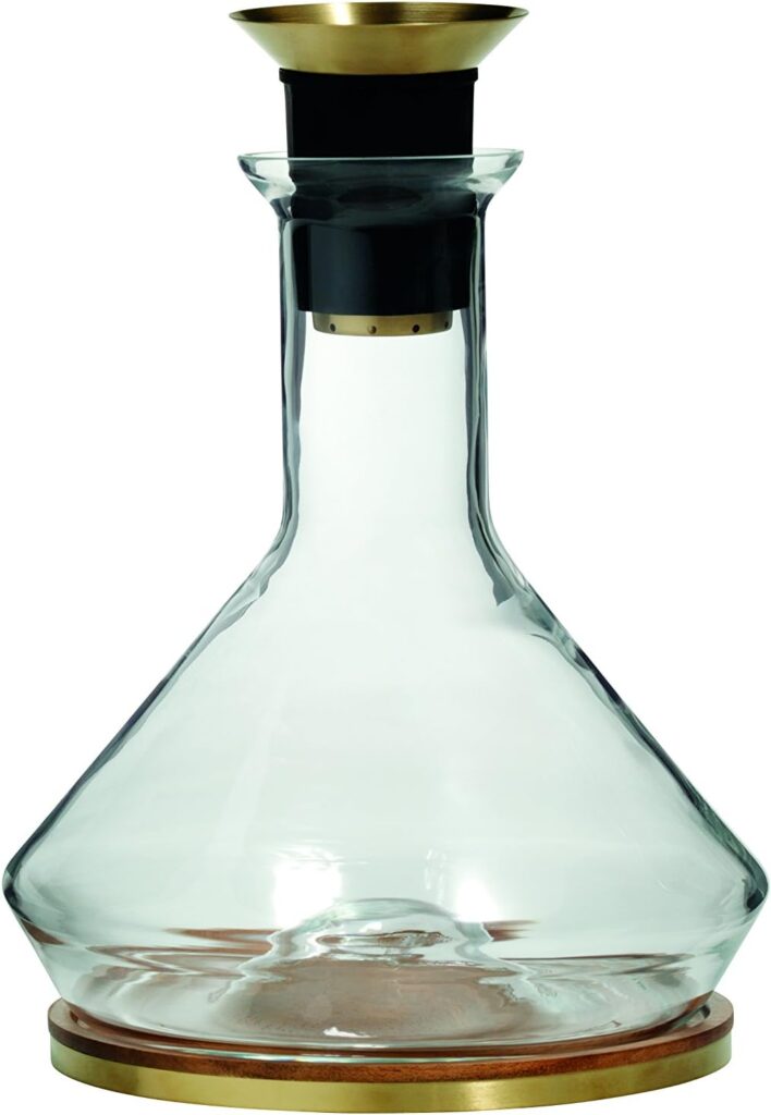 RBT Decanter with Wood Coaster and Micro-Perforated Aerator,Clear