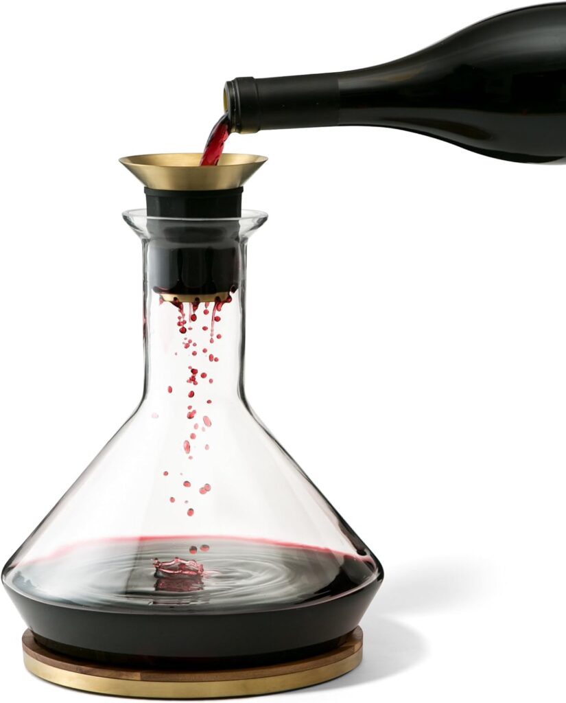 RBT Decanter with Wood Coaster and Micro-Perforated Aerator,Clear