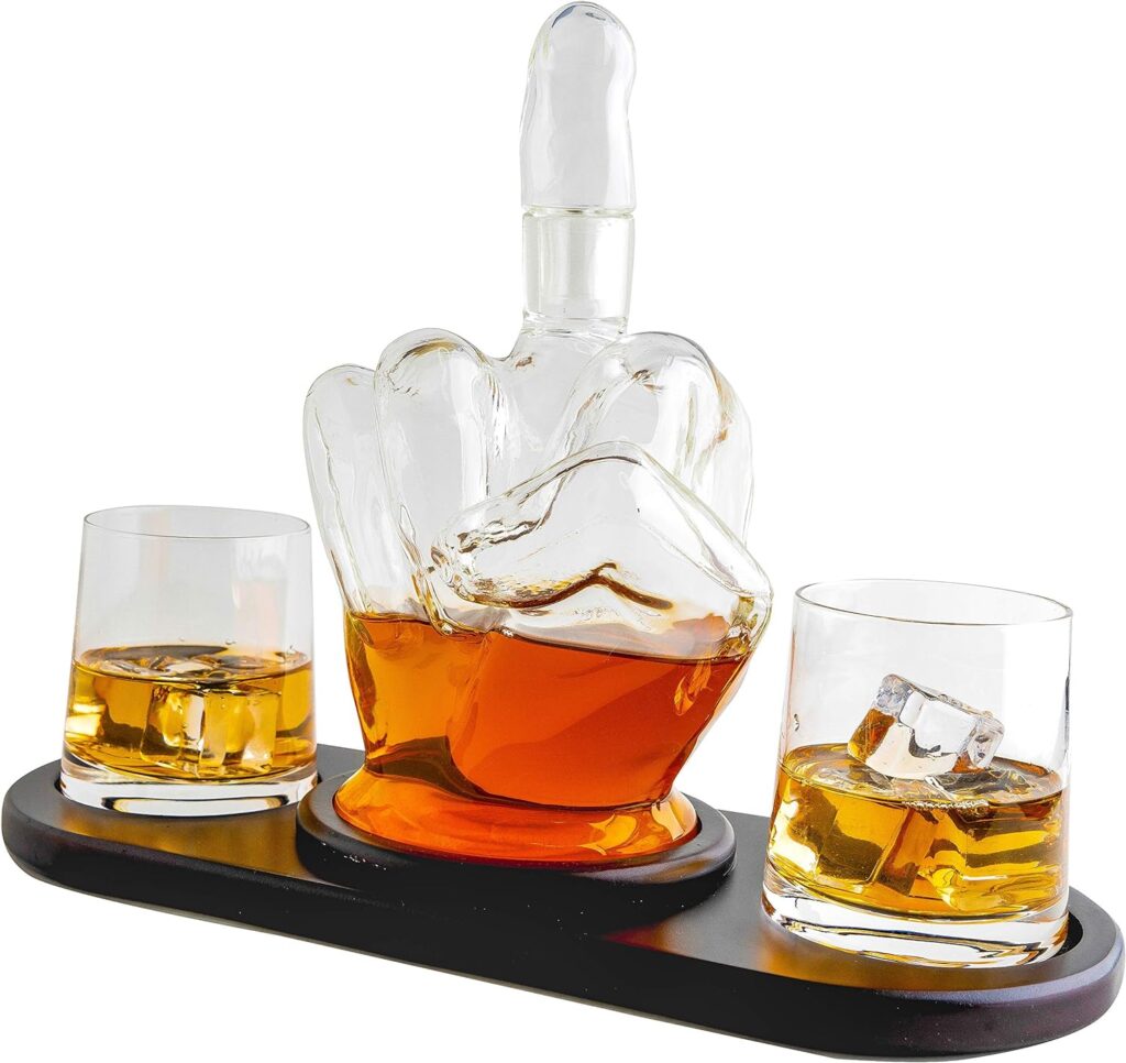 The Wine Savant Middle Finger Decanter Novelty Whiskey  Wine Decanter Set, Funny Gift for that Someone You Love! Middle Finger Gift For Adults, Flip Off Gift, Funny Gifts, Gag Gift