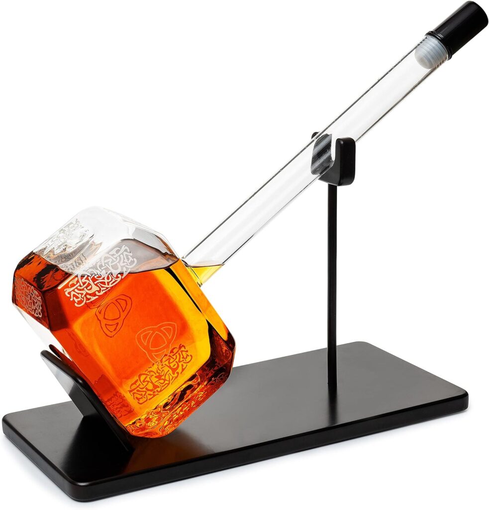 Thors Hammer Whiskey and Wine Decanter 2000ml by The Wine Savant, Miljoner for Tequila, Bourbon, Scotch, or Wine - Thor Avengers Gifts, Marvel Style Gifts, Mjölnir Gifts for Dad