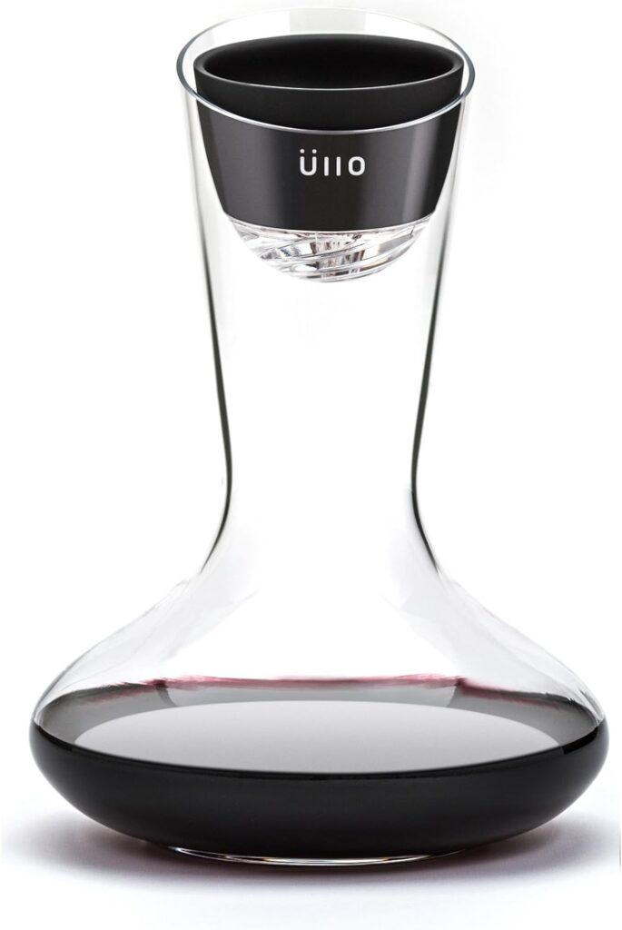 Ullo Wine Purifier with Hand Blown Decanter and 6 Selective Sulfite Filters, Restore the Natural Purity of Wine