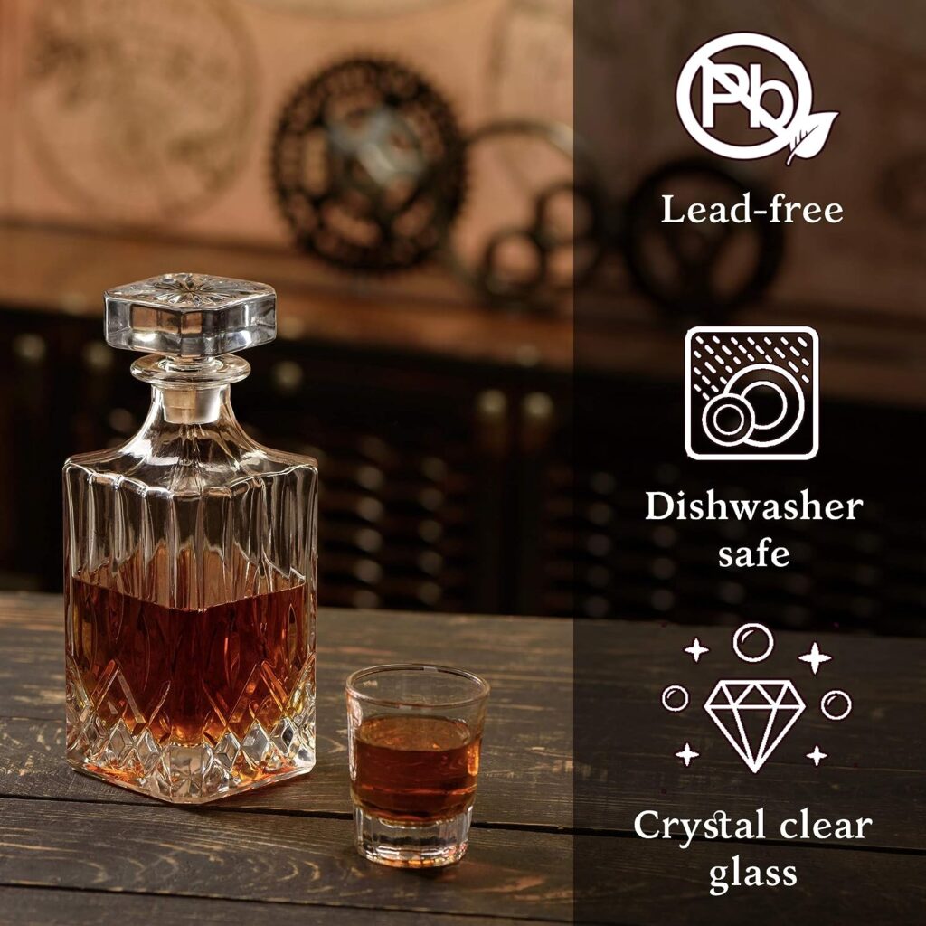 Uniquely Crafted Whiskey Decanter Sets for Men with Glasses  Old Fashioned Vintage Car Stand (32 oz) - Elevate Your Drinking Experience with Bourbon Decanter Set - Whiskey Gifts for Men