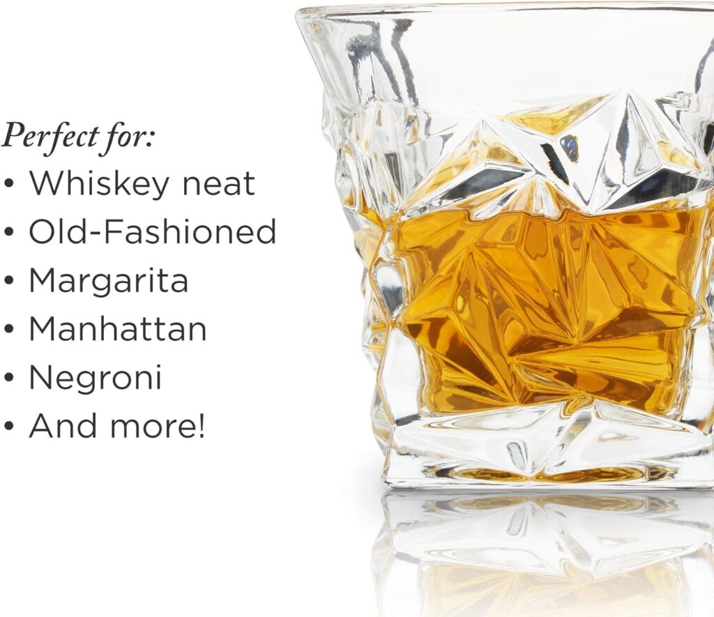 Viski Prism Whiskey Decanter, Lead-Free Crystal Liquor Carafe, Stylish Barware, Set of 1, 850 ml