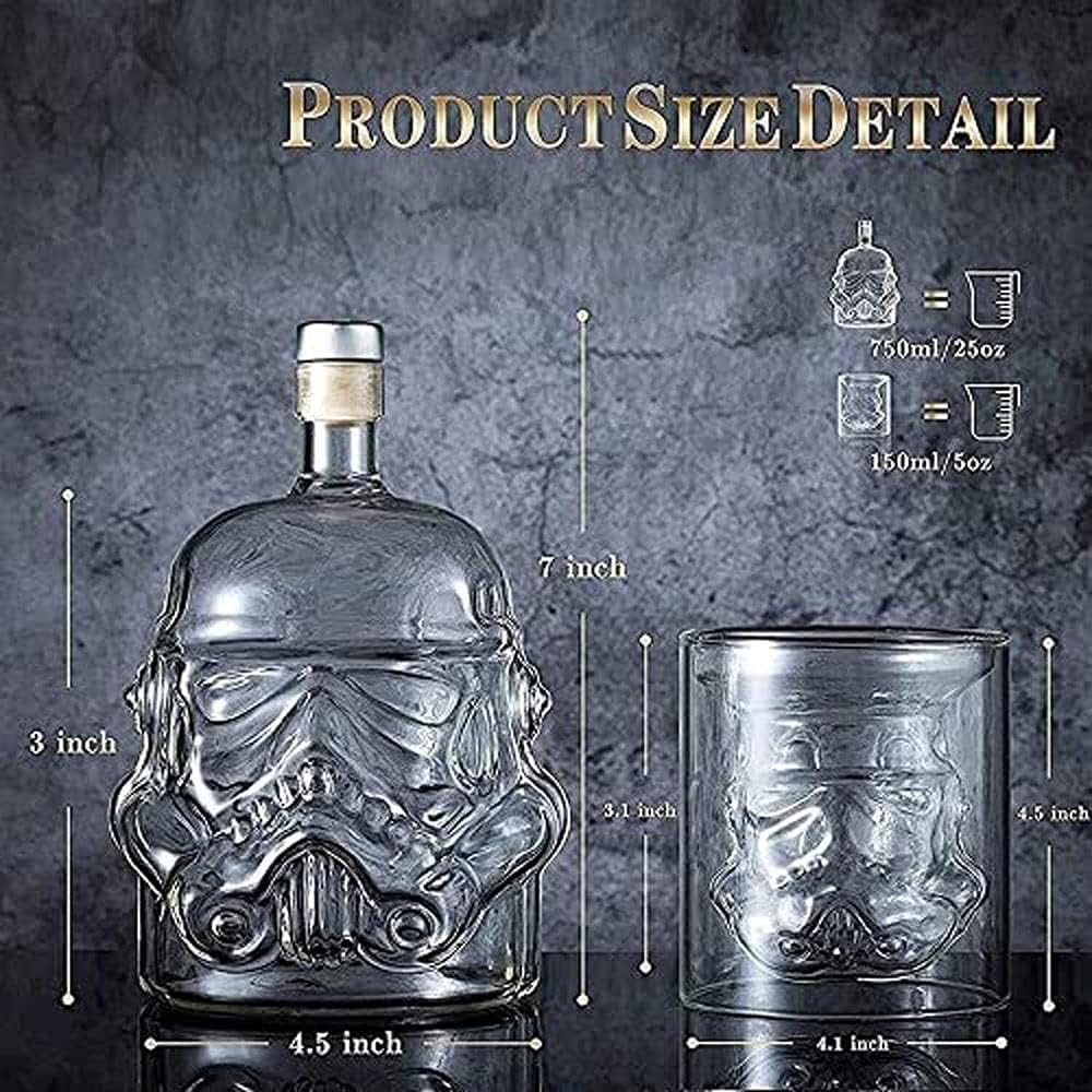 Whiskey Decanter Set Transparent Creative with 2 Glasses,Whiskey Glasses, Whiskey Carafe for Wine,Scotch,Vodka,Gifts for Dad,Husband,Boyfriend