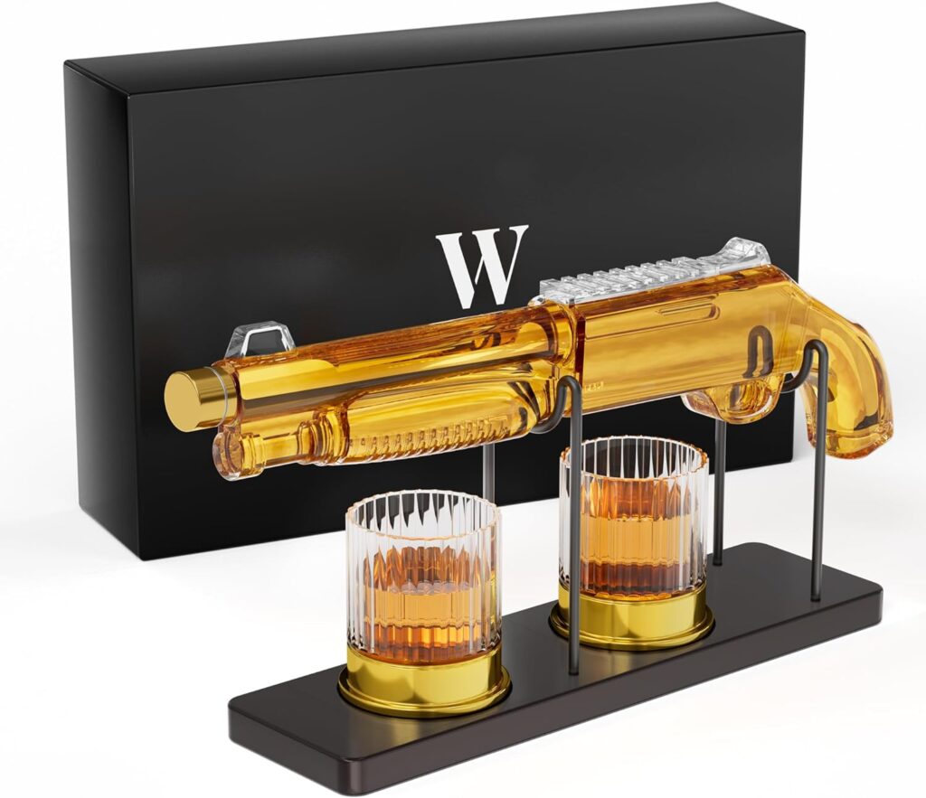 Whiskey Decanter Sets for Men, The Wine Things 20.3 Oz Decanter Set with 2 Glasses, Gifts for Men, Him, Dad, Brother, Birthday Gift Ideas from Daughter Son, Cool Liquor Dispenser for Home Bar