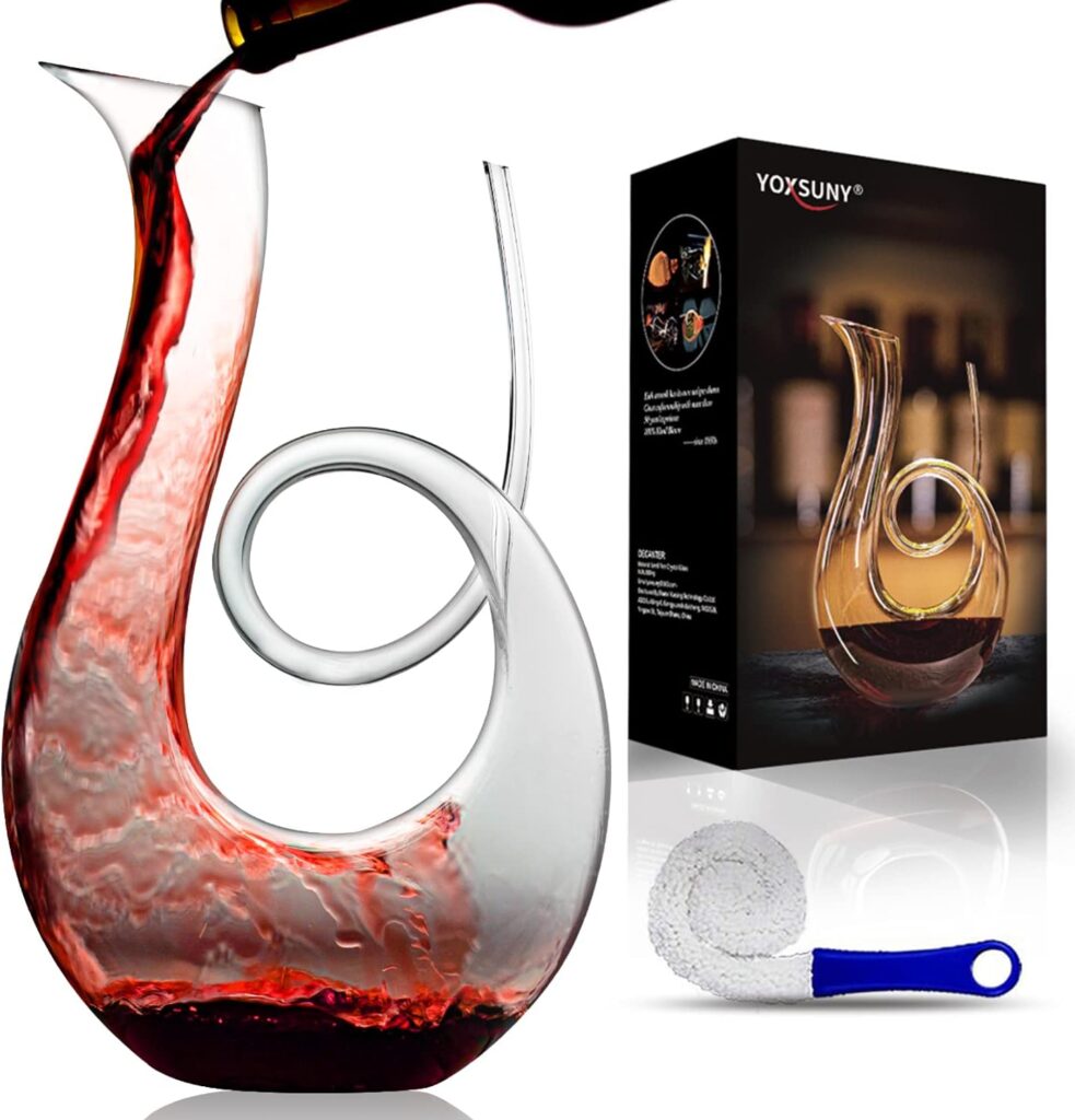 YOXSUNY Wine Decanter Upgraded Swan wine Decanters 1.7L Hand-Blown Crystal Carafe-Enhances Red Wine Flavor, Lead-Free  Elegant Design,Gift for Wine Connoisseurs.