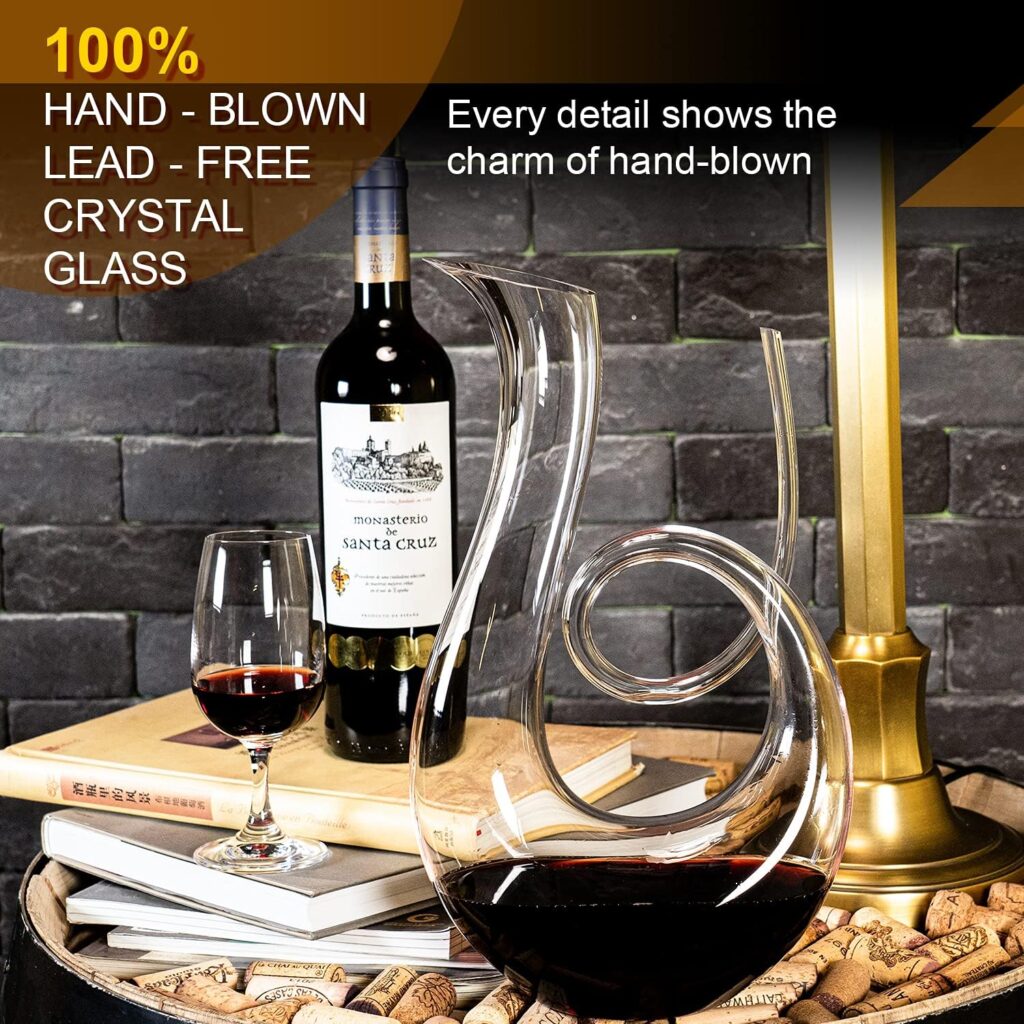 YOXSUNY Wine Decanter Upgraded Swan wine Decanters 1.7L Hand-Blown Crystal Carafe-Enhances Red Wine Flavor, Lead-Free  Elegant Design,Gift for Wine Connoisseurs.