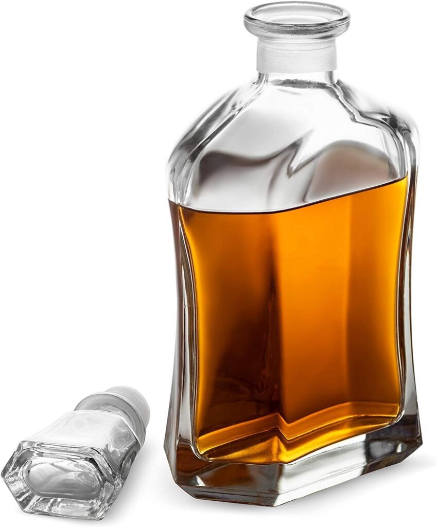 Customized Whiskey Decanter Set - Monogrammed Decanter- Decanter and 4 Glasses Decanter Set - Custom Engraved Monogrammed with Shield Crown Design - 9 Designs Option  Set Options