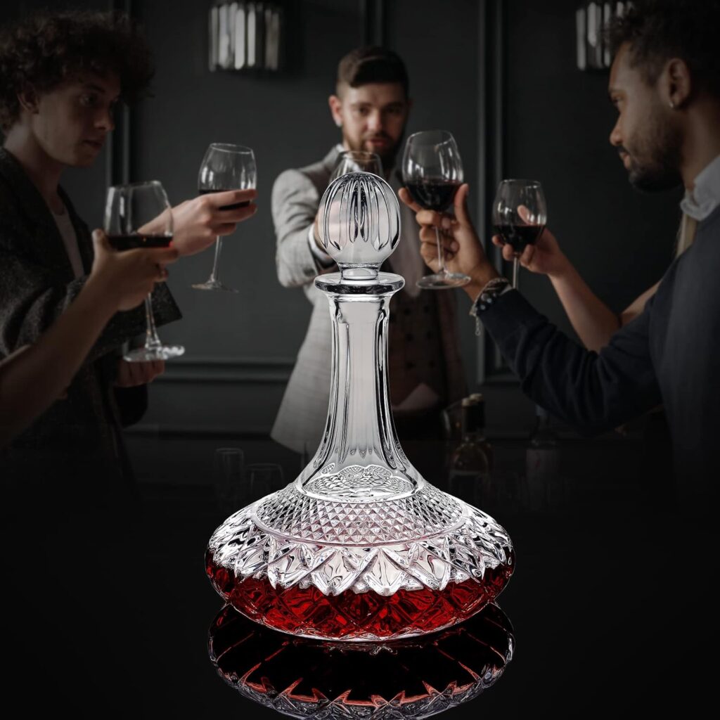 Paysky 50oz Wine Decanter Crystal Bottle for Wine with Stopper- Top Red Wine Decanter Carafe Bottle with Luxury Box .Elegant Gift for Men/Women